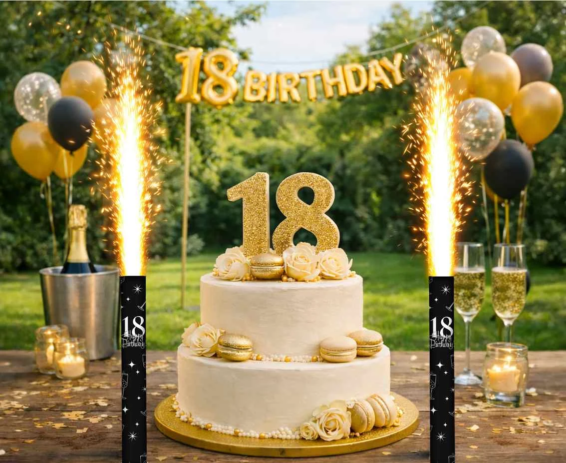 Fontanna party ,,18’’ Urodziny  12 cm/ 1 szt., czarne